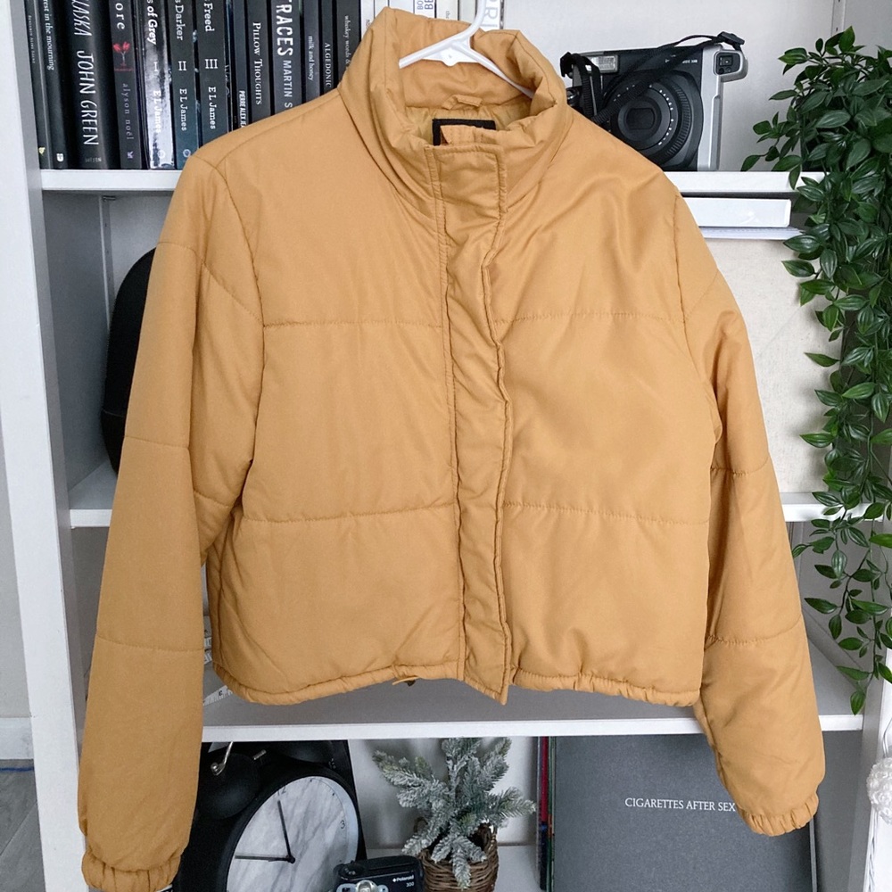 Cotton On Mustard Yellow Cropped Puffer Ja…